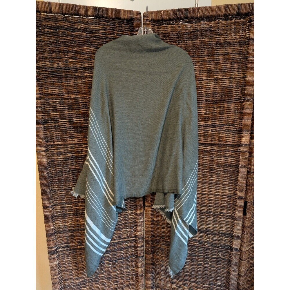 J. Crew Chic Striped Cape Wrap Scarf Poncho Women's One Size Gray Boho Top - Picture 2 of 6